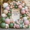 Dusty Pink & Green Balloon Garland – Double Stuffed Sage, Pink & White Sand Balloons Arch Kit